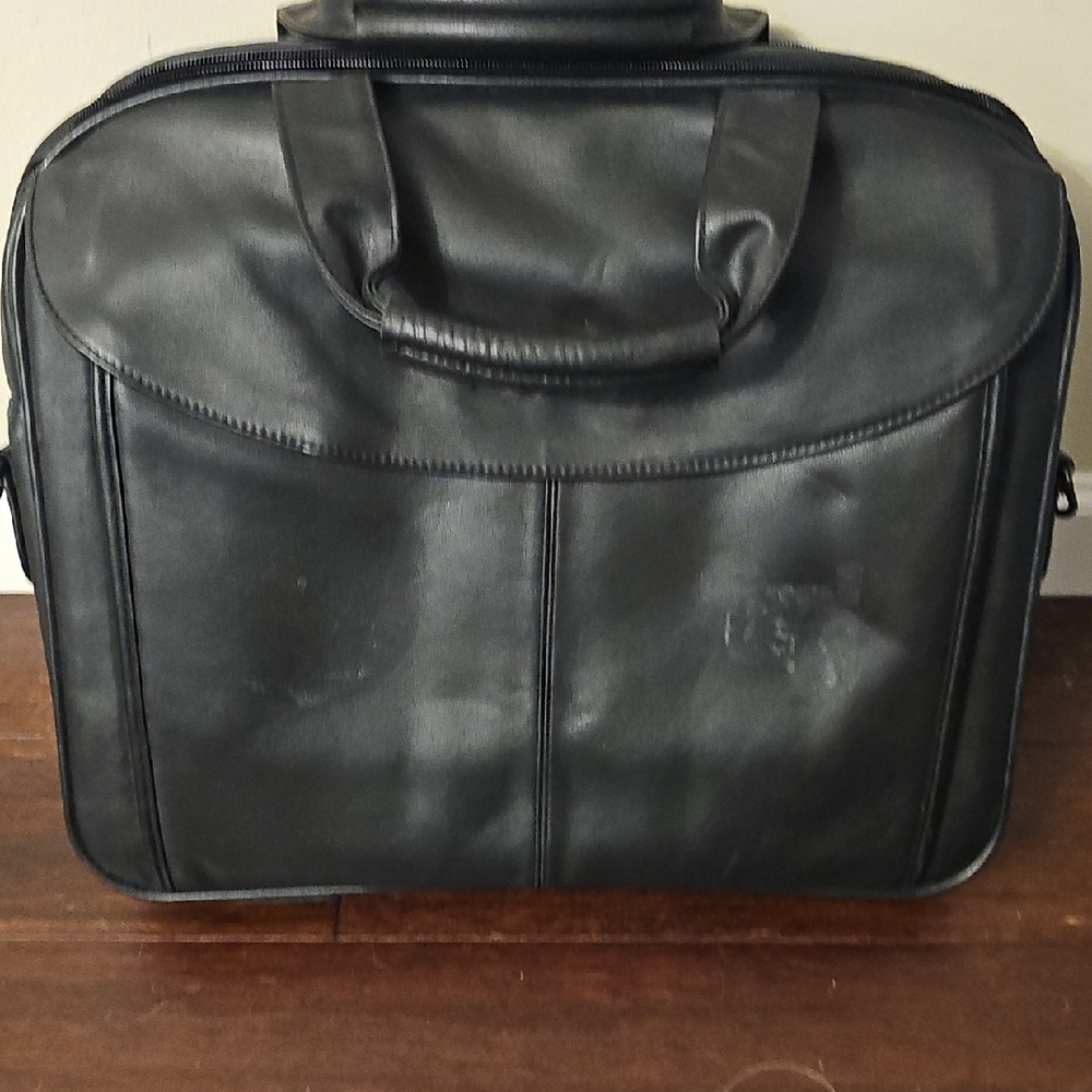 Dell Black Leather Briefcase Professional Business Bag